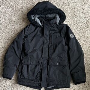 Cozy Black Hooded Kids warm Winter Jacket size 14/16